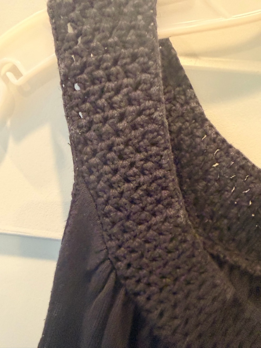 J Jill Black Linen Blend Tank Top Crochet Neck Sleeveless Flowy Casual large - Picture 2 of 8